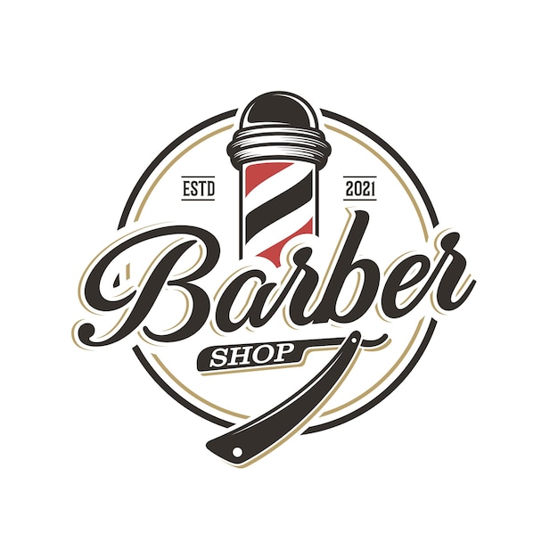 Vetor modelo de logotipo vintage de barbearia