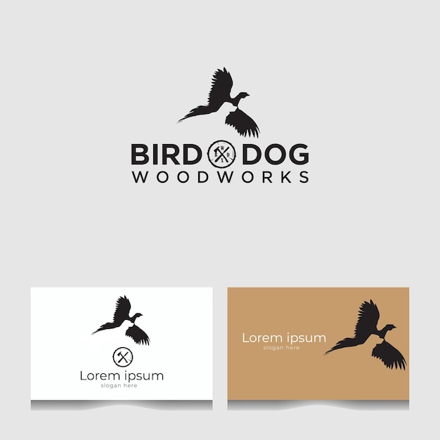 Modelo de logotipo vintage de pássaro e cachorro