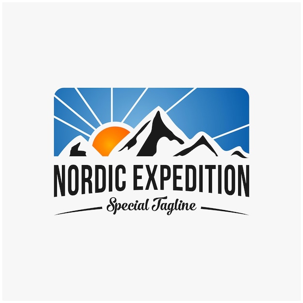 Modelo de logotipo vintage retrô montanha expedição