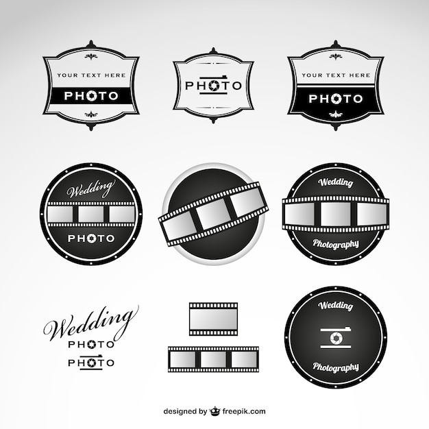 Vetor modelo de logotipos de fotografia de casamento