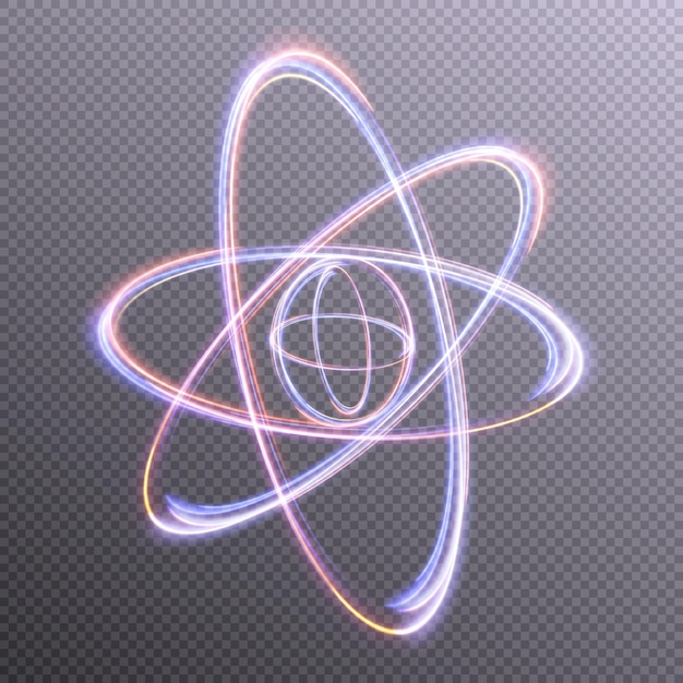Modelo de luz neon de uma partícula de átomo. Vetor