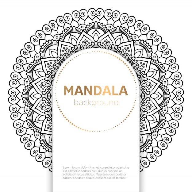 Modelo de mandala preto e branco