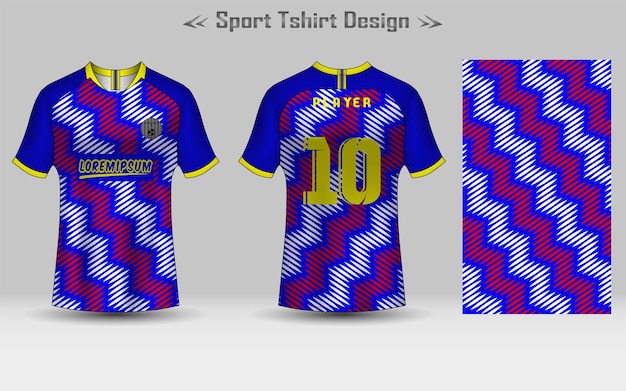 Modelo de maquete de padrão geométrico de camisa de futebol design de camiseta esportiva