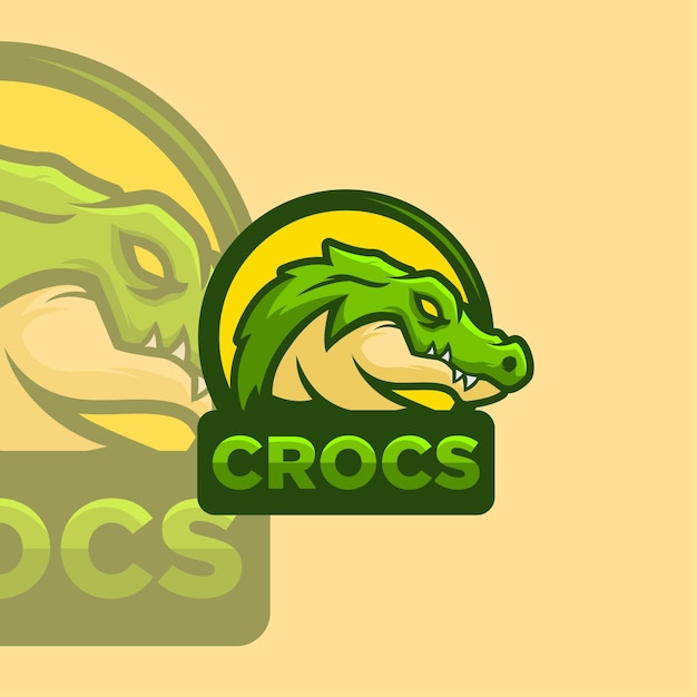 Vetor modelo de marca de logotipo de mascote de crocodilo