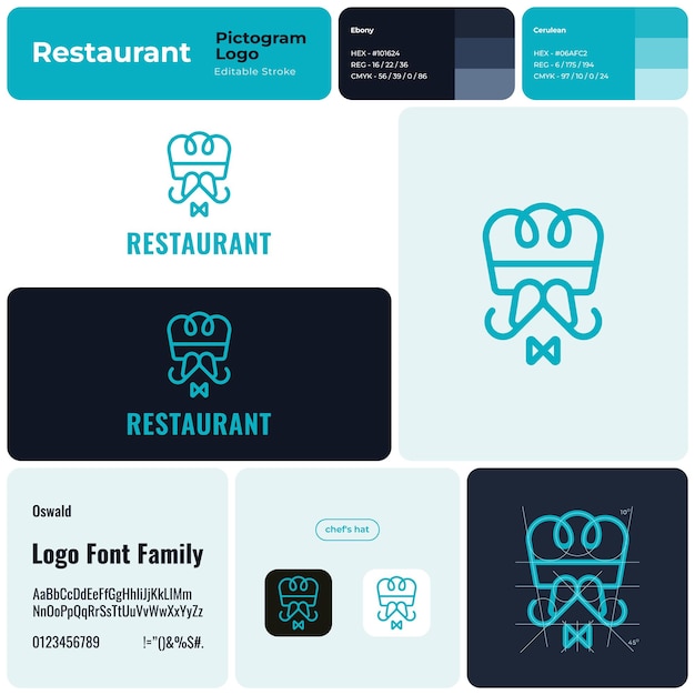Modelo de marca de restaurante com logotipo criativo