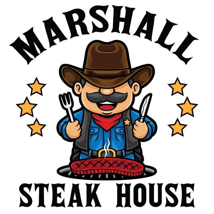 Modelo de mascote de logotipo de restaurante de carnes