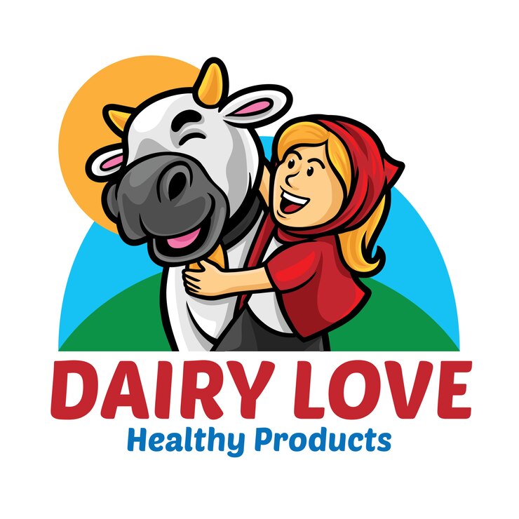 Modelo de mascote do logotipo da Dairy Love