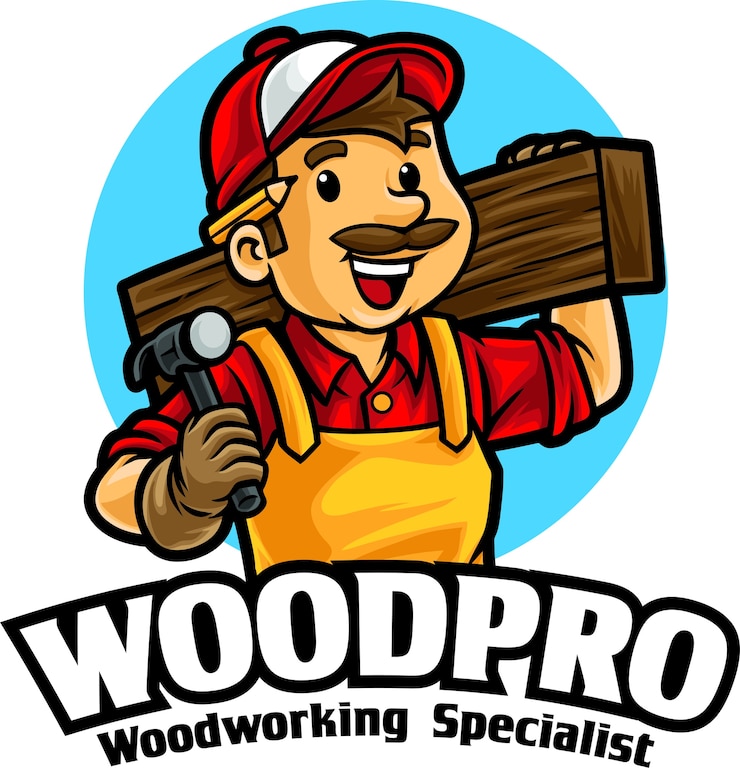 Modelo de mascote para carpintaria madeira trabalhando logo