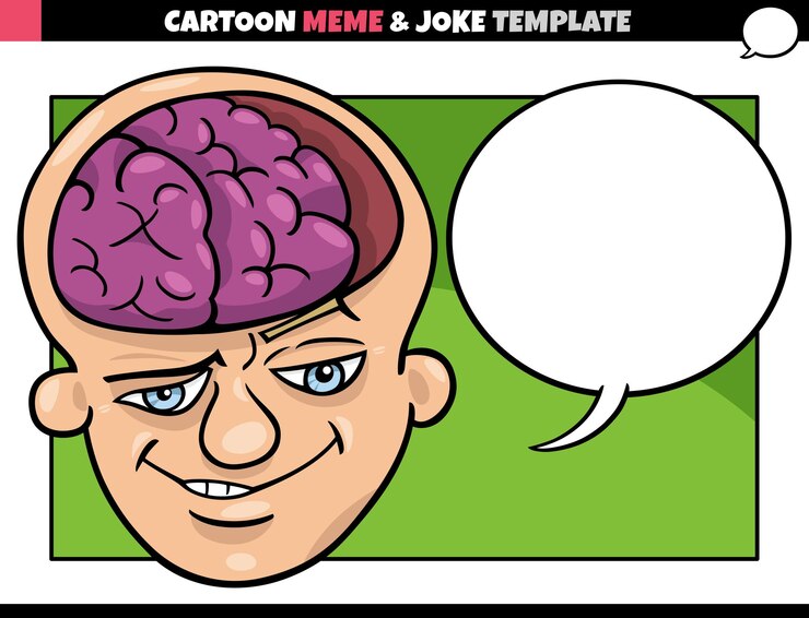 Vetor modelo de meme de desenho animado com homem de cérebro