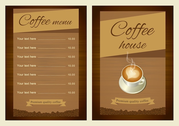 Modelo de menu de café.