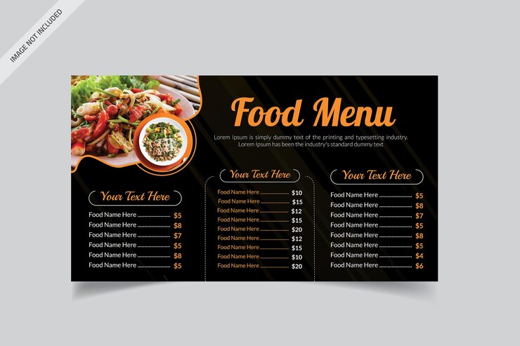 Vetor modelo de menu de comida digital