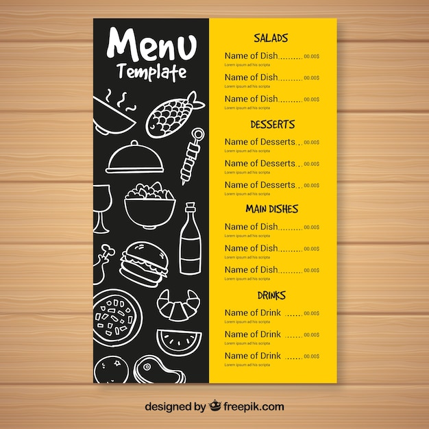 Modelo de menu de fast food