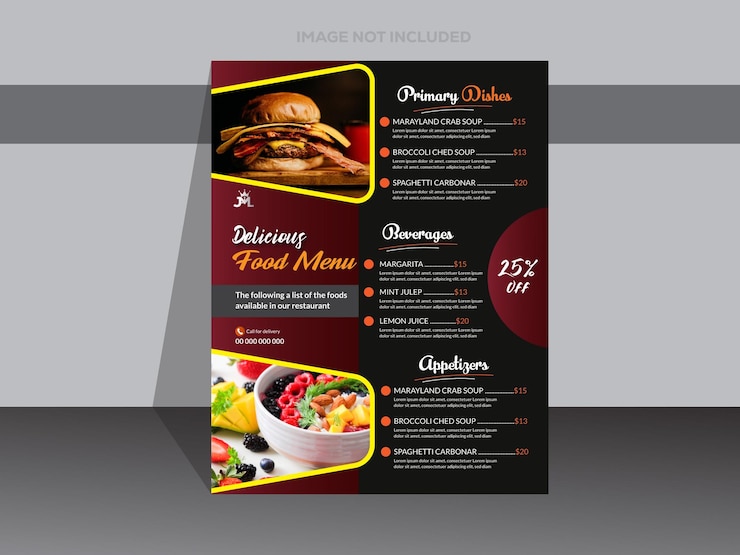 Vetor modelo de menu de festival de comida de design plano
