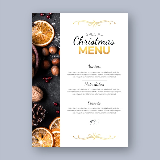 Vetor modelo de menu de natal