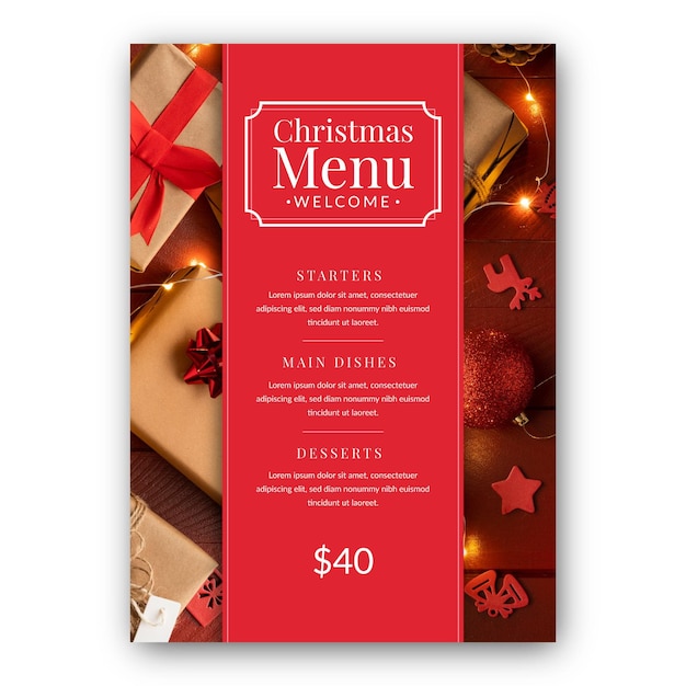 Vetor modelo de menu de natal