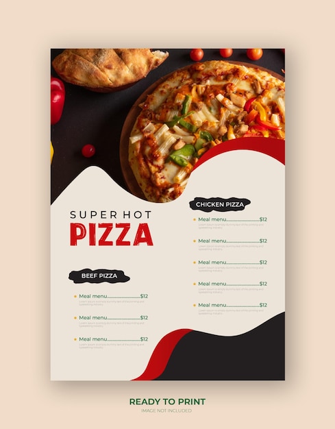 Modelo de menu de pizza de restaurante de panfleto de comida