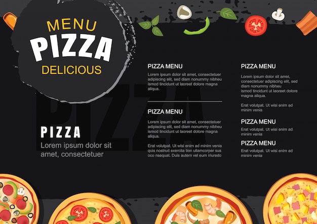 Vetor modelo de menu de pizza