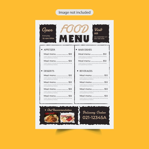 Modelo de menu de restaurante criativo