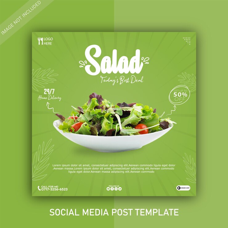 modelo de menu de salada e comida