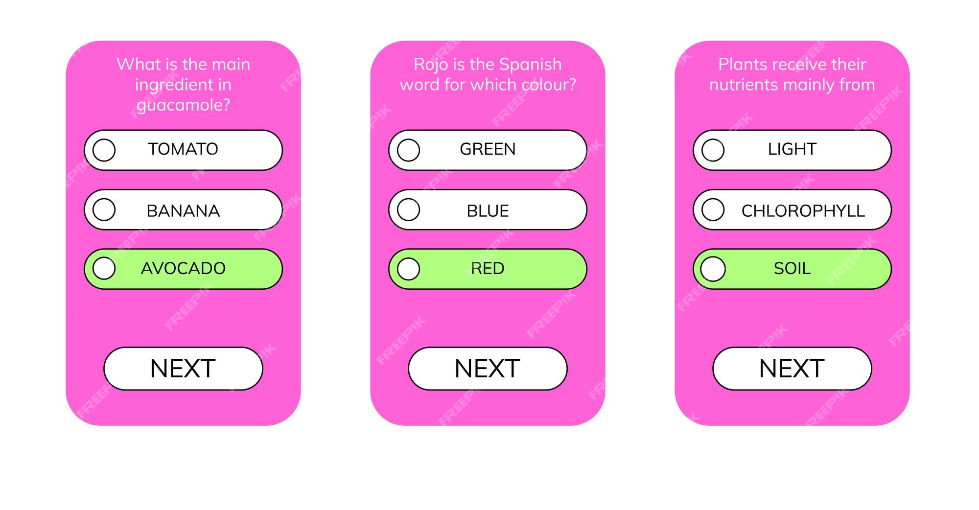 Perguntas Do Questionário E Escolha Do Menu De Teste, Fundo Da Interface Do  Usuário Do Vetor. Trivia Quiz Show Questions And Answers Option Menu With  Bubble Frames Layout For Intelectual Test Game