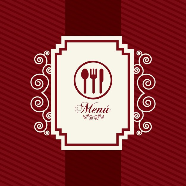 Modelo de menu sobre ilustração vetorial de fundo vermelho