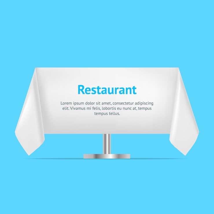 Vetor modelo de mesa de restaurante em branco 3d realista detalhado mockup vector de cartão de cartaz publicitário