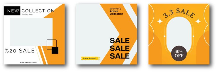 Vetor modelo de mídia social banner blog promoção de venda de moda totalmente editável instagram e facebook post quadro quadrado quebra-cabeça cartaz de venda orgânica fundo de vetor de forma de elemento amarelo fresco