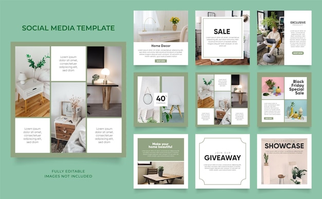 Modelo de mídia social banner promoção de venda de moda totalmente editável instagram e facebook post frame quadrado quebra-cabeça cartaz de venda orgânica