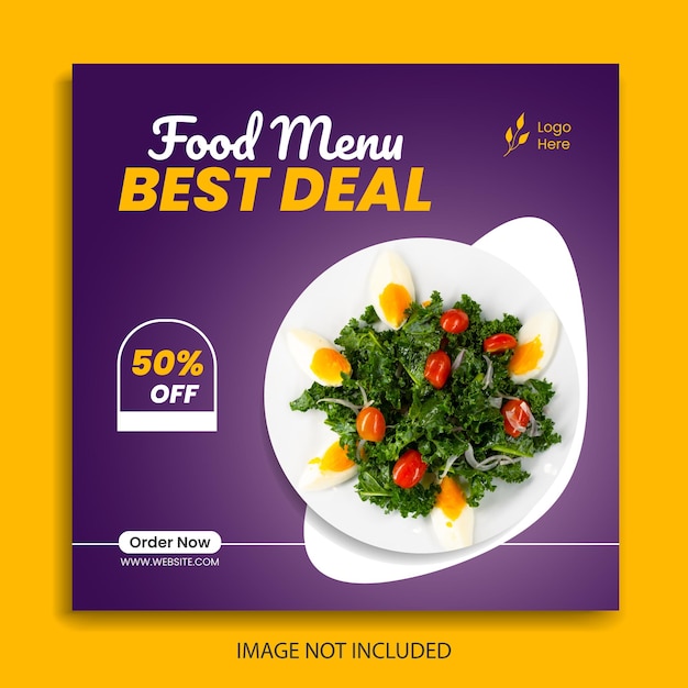 Modelo de mídia social de alimentos Vetor premium de design de postagem do instagram