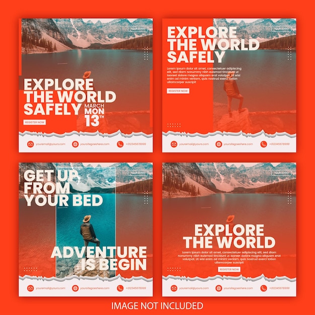 modelo de mídia social de aventura de viagem criativa