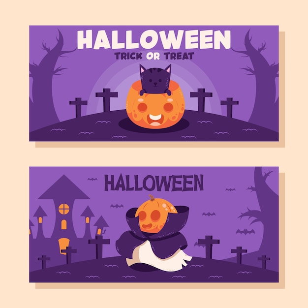 Modelo de mídia social de banner de fundo plano de halloween