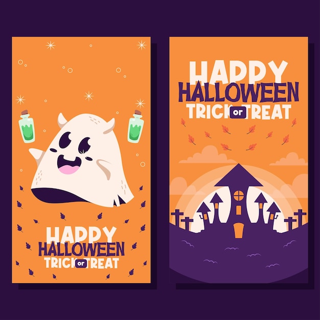 Vetor modelo de mídia social de banner de fundo plano de halloween