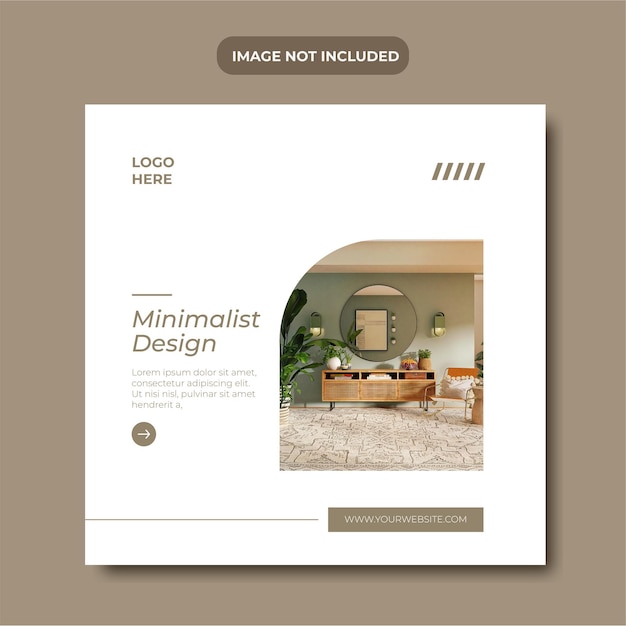 Modelo de mídia social de design de interiores minimalista