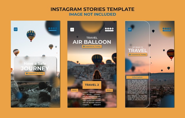 Vetor modelo de mídia social de histórias do instagram de turismo e viagem