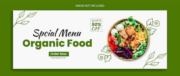 Modelo de mídia social de restaurante de design de capa do Facebook de menu de comida