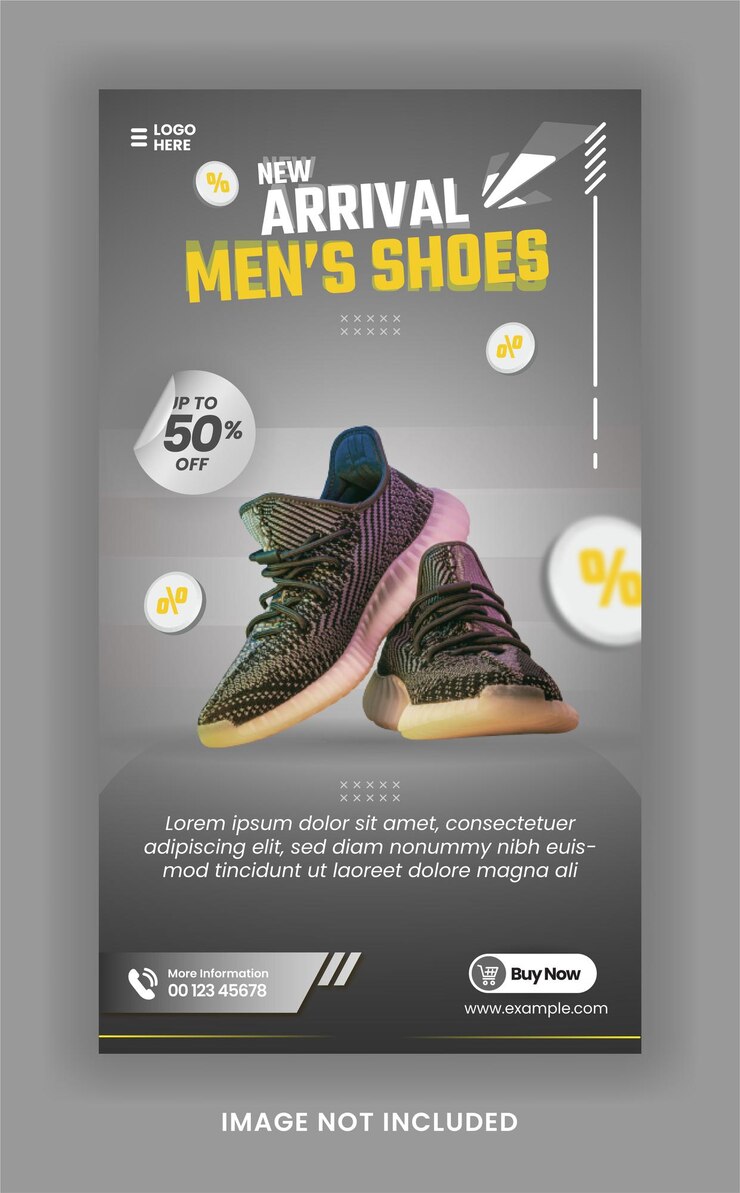 Modelo de mídia social de sapatos de história do instagram e modelo de banner da web com estilo de cor marrom de luxo
