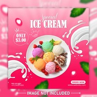 Modelo de mídia social de venda de sorvete delicioso especial