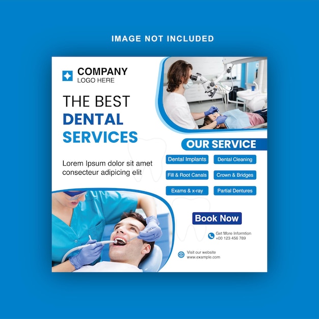 Modelo de mídia social e banner de dentista e cuidados de saúde