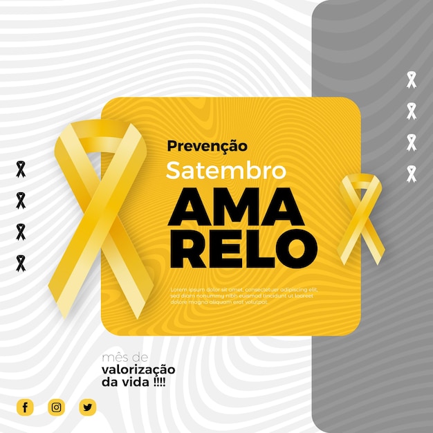 Vetor modelo de mídia social para campanha satmbro amarelo