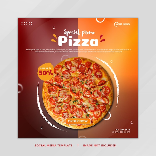 Modelo de mídia social promocional de pizza