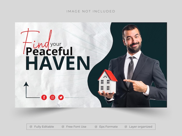 Modelo de miniatura do youtube para refúgio moderno ou layout de banner de capa de vídeo
