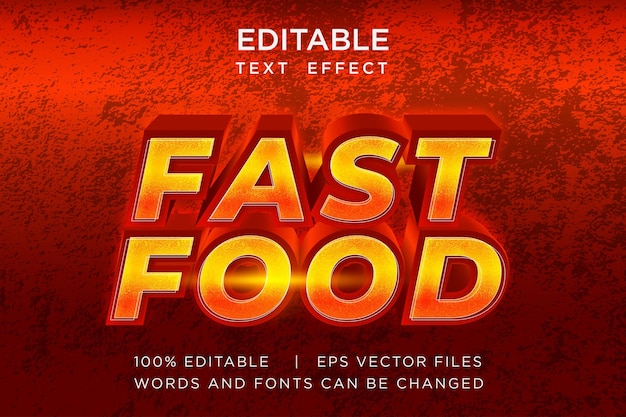 Modelo de mockup de tipografia de estilo de efeito de texto fast food