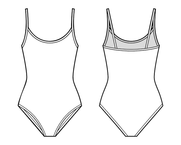 Modelo de moda básico de roupa de banho de uma peça