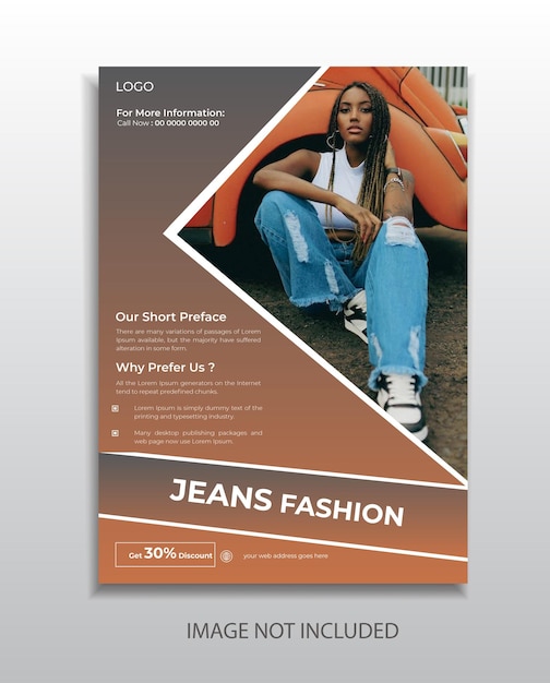 Vetor modelo de moda de negócios para jeansfashion tecido de jeans têxtil ou marca de roupas