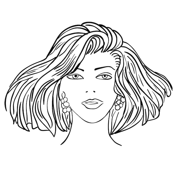 Modelo de moda desenhado à mão ilustração vetorial rosto de mulher