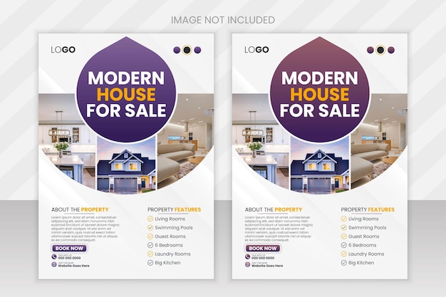 Modelo de modelo de folheto de empresa imobiliária Design moderno de banner de venda de casas