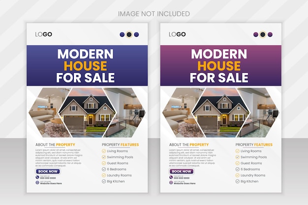 Modelo de modelo de folheto de empresa imobiliária Design moderno de banner de venda de casas