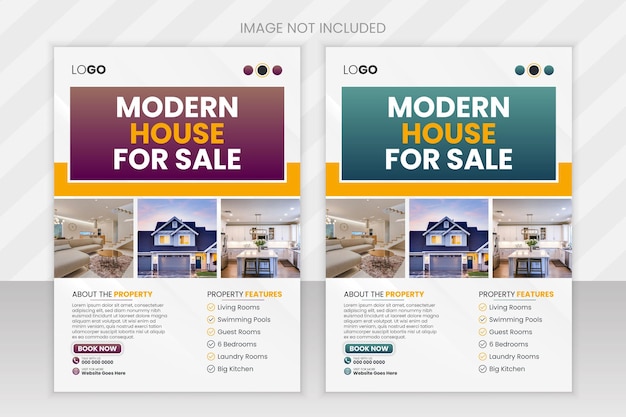 Modelo de modelo de folheto de empresa imobiliária Design moderno de banner de venda de casas