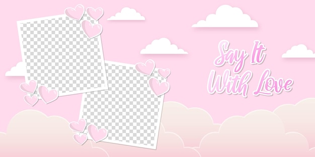 modelo de moldura de foto mockup tema do dia de valentino história de arte de amor para banner design de cartaz fundo