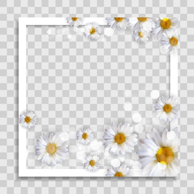 Modelo de moldura de foto vazio com flores da primavera para postagem na mídia na rede social